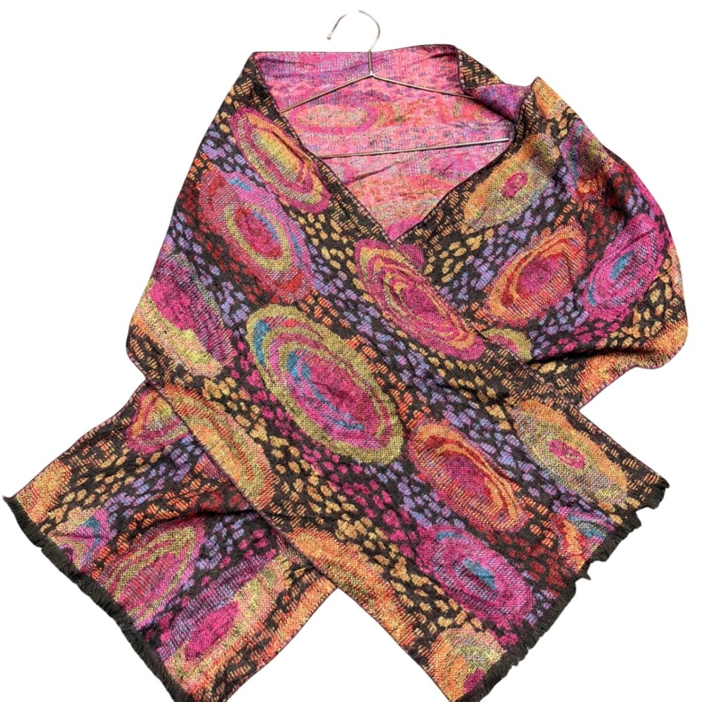 Unbranded Scarf Unisex OS Multicolor Psychedelic Woven Boho Retro Statement Wrap